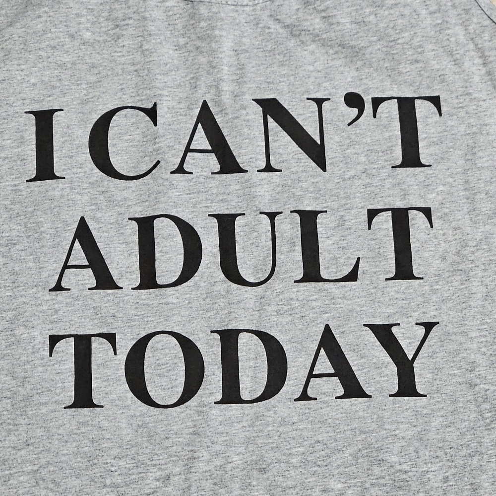 Black & Grey 'I CAN'T ADULT' Tank Top - Sz XL